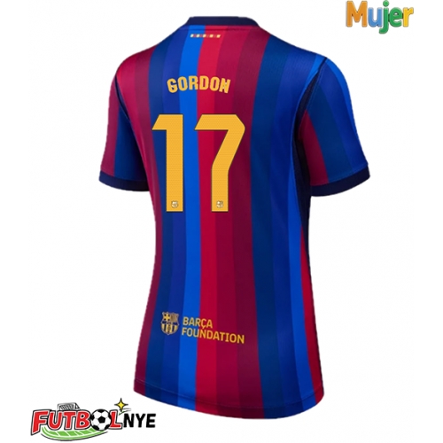 Camiseta Barcelona Anthony Gordon #17 Primera Equipación para mujer 2026-27 manga corta